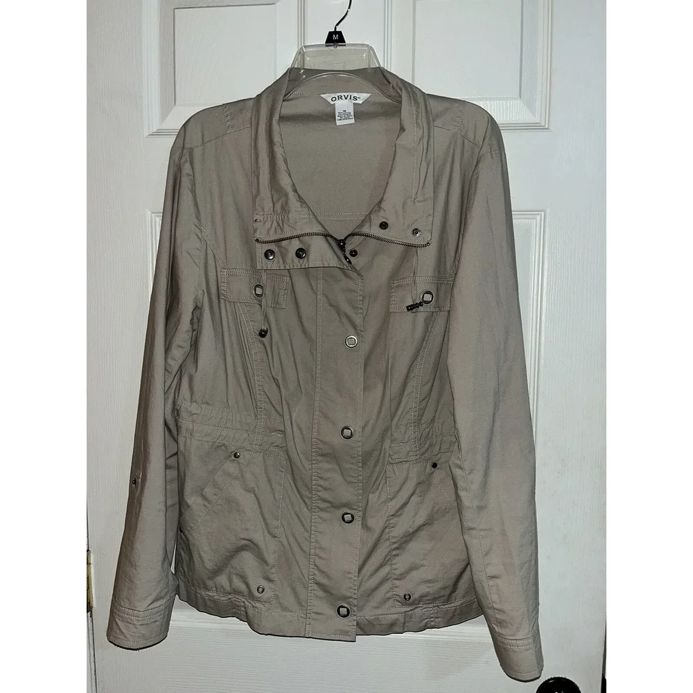 Orvis Womens Utility Jacket  womens 16, Khaki ‎ Pockets , Zip , Lightweight